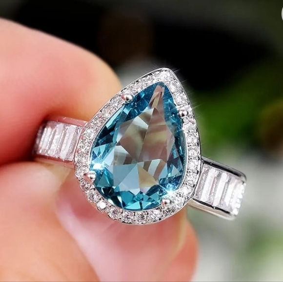 unbranded Jewelry - New Navy Blue Teardrop Pear Shape Cocktail Ring Engagement Ring